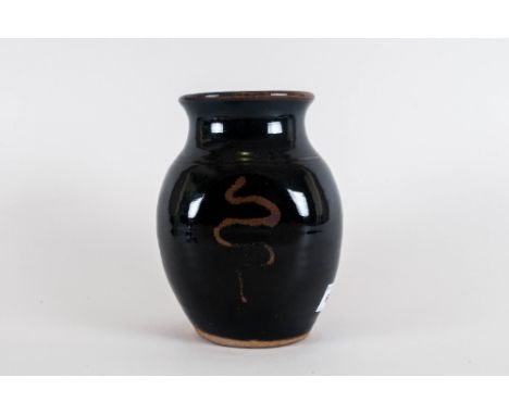 Winchcombe Pottery Monogram Tenmoku Glazed Vase 6.75'' in height