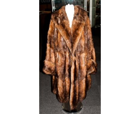 Ladies Musquash Three Quarter Length Coat, fully lined.