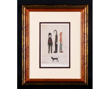 L.S.Lowry 1887-1976 Pencil Signed By The Artist Limited Edition Colour Print/Lithograph. Of 850. 'Three Men & A Cat' signed L