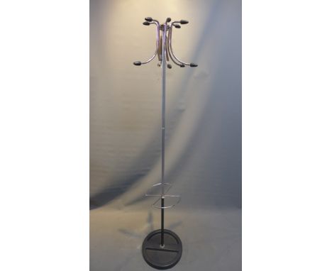 A 20th Century chrome coat/stick stand on cast iron base. 