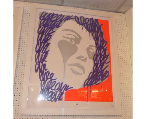 Pure Evil (Contemporary British) 'Carlo Ponti's Nightmare (Sophia Loren)', silkscreen with acrylic paint, 1/1, signed in penc
