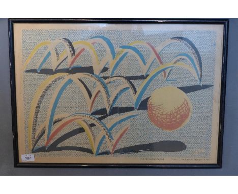 A David Hockney lithograph, entitled 'A Bounce for Bradford' February 24, 1987. A fold out 'Original' produced to be given aw