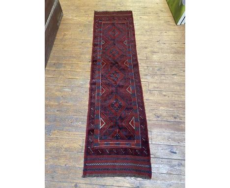 A Meshwani runner of overall geometric design, measures 224cm x 58cm