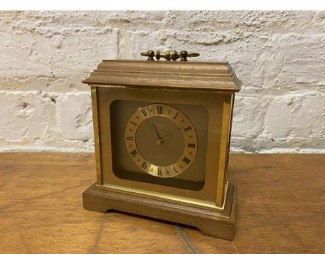 A Yverdon mantel clock of architectural form, measures 16cm high