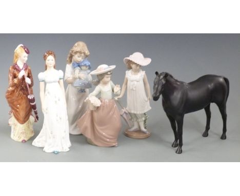 Royal Doulton Black Beauty, three Nao child figures etc, tallest 22cm&nbsp;