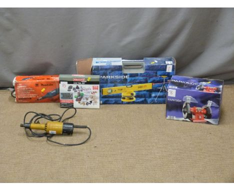 Parkside boxed laser level and bench grinder, Makito grinder and accessories&nbsp;
