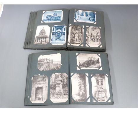 Two albums of Edwardian postcards, mostly architectural including Paris, Malmaison, Fontainbleau, Notre Dame, further French 