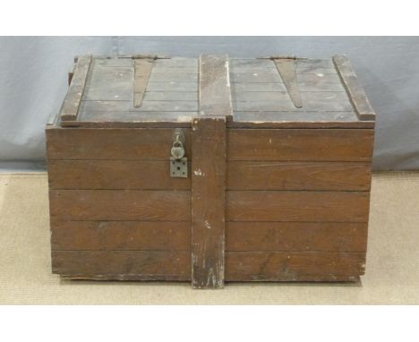 19thC stained pine trunk, ex Cinderford Chapel, Forest of Dean,&nbsp;W92 x D67 x H73cm