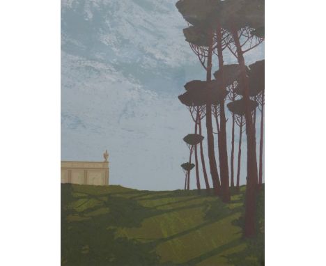 Robert K Meyrick limited edition 1/12,&nbsp;screen print 'Villa Doria Pamphili, Roma' dated 1982, 66 x 50cm, framed and glaze