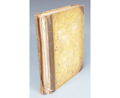 Album of 19th Century drawings and sketches, many in colour, including portraits, landscapes, birds, butterflies and flowers,