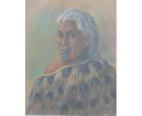 Carl Thorwald Laugesen, (New Zealand, 1900-1987) 'Ngariini Mariu',&nbsp;pastel&nbsp;portrait of a Maori lady, signed and indi