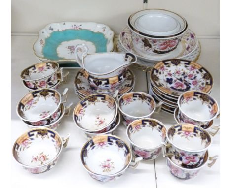 A collection of Bloor Derby / Davenport and other 19thC/20thC ceramics including French portrait ribbon plates