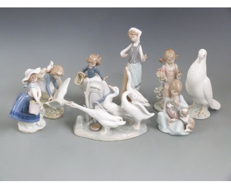 A collection of Lladro and Nao figures, tallest 24cm&nbsp;