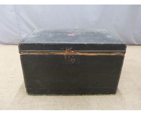 A 19thC studwork trunk W68 x D46 x H42cm