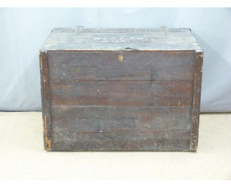 19thC stained pine trunk,&nbsp;ex Cinderford Chapel, Forest of Dean,&nbsp;W104 x D64 x H73cm