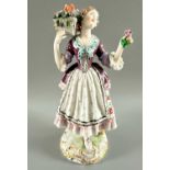 Porzellan Figur Blumenmädchen, unidentifizierte blaue Radmarke und Ritzzeichen