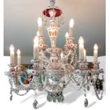 Murano Kronleuchter, vintage, Glas mit Kristallketten, 12-armig
