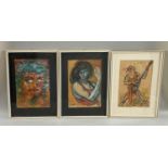 Weber-Hartl, Otto (1914-1988) Konvolut drei Aquarelle Portraits, Indianer