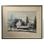 Sachs, A., Aquarell Winterlandschaft