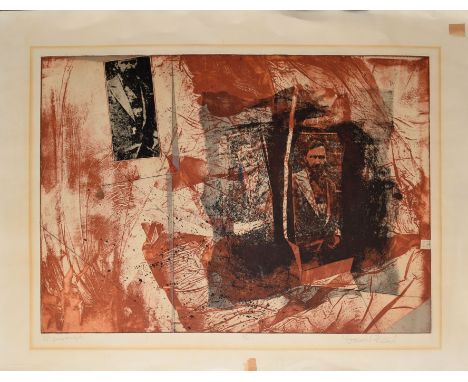 David Freed (born 1935), "Manuscript", coloured etching and aquatint, signed, numbered 28/50 and inscribed with title in penc