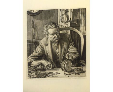 William Washington, RBA, ARCA, ARE (1885-1956),"Clocks to mend", black and white etching, signed in pencil to lower right mar