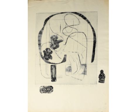 Agathe Sorel (born 1935), "The Miracle Worker", black and white etching, signed, dated 1964, inscribed a/proof and further in