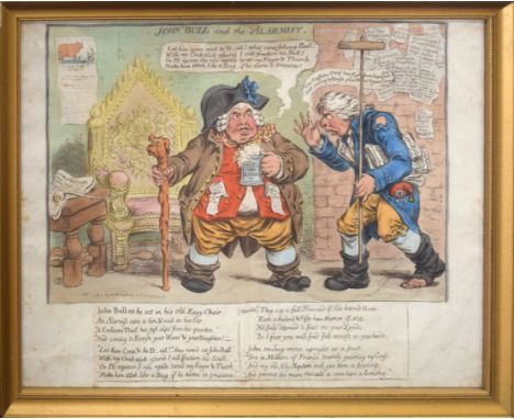 After James Gillray, "John Bull and the Alarmist", hand coloured etching, published by H Humphrey, 1803, 26 x 35cm