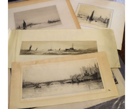 Frank Harding (born 1935), "London Bridge", "Great Yarmouth", "Seascape" and "St Michael's Mount", packet of four black and w