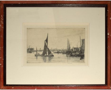 Douglas Ion Smart (1879-1970), "The Three Cranes", black and white etching, signed in pencil to lower right margin, 20 x 30cm