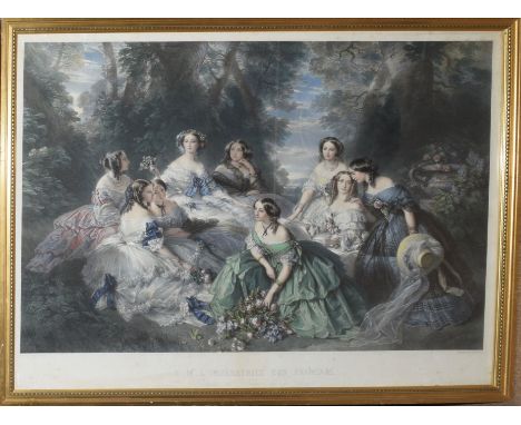 After F Winterhalter, engraved by Leon Noel, "S M L'Imperiatrice des Francais - Entouree des Dames de sa Cour", coloured lith