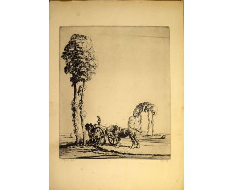 Ernest Herbert Whydale (1886-1952), "Eventide", black and white etching, signed and inscribed with title in pencil to lower m