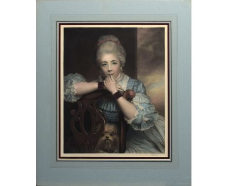 After R B Parks, "Lady Hamilton", coloured mezzotint, published circa 1870 and signed in pencil to lower margin, 44 x 36cm, m