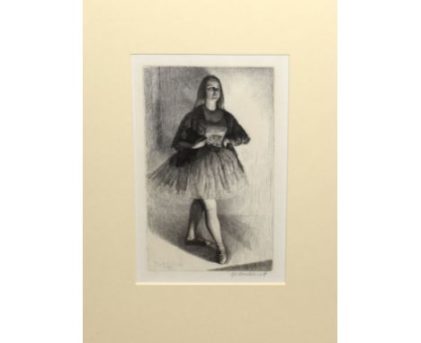 Gerald Leslie Brockhurst, RE, (1890-1972), "The Dancer", (Anais Brockhurst as a ballerina), black and white etching, circa 19