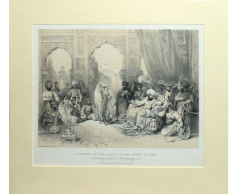 After Stephanoff, engraved by L Haighe, "A Nautch in the Palace of the Ameer of Sind", sepia lithograph, published by Smith E