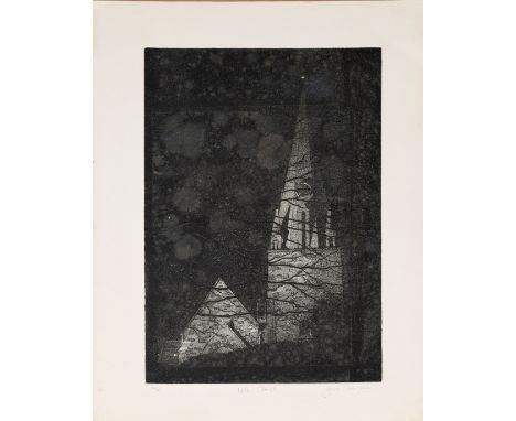 Barry Owen Jones (born 1934), "Vale Church", etching and aquatint, signed, numbered 36/50 and inscribed with title in pencil 