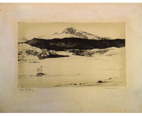 Norman Wilkinson, CBE, RI (1878-1971), "Rough waters, Nipisifiut Raven" and "Loch Poulary", two black and white etchings, bot