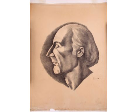 AR Jacob Kramer (1892-1962, Portrait of Delius, the composer" , black and white lithograph, signed in pencil to lower right i