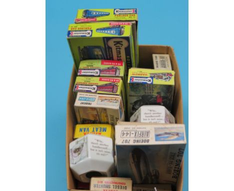 Airfix and Kitmaster scale model kits, in original boxes, two Wedgwood nursery money banks, etc.