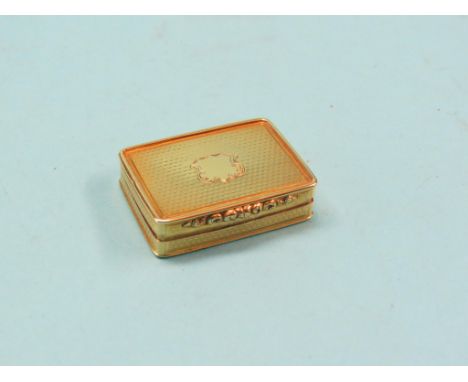 An early Victorian 18ct. gold vinaigrette by Nathaniel Mills, rectangular-shape, engine-turned with cast detail, vacant carto