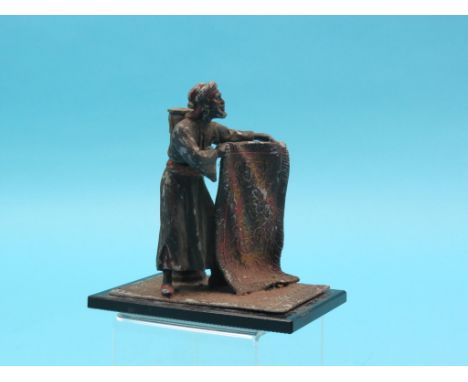 A cold-painted spelter novelty table lighter, rug seller in the style of Franz Bergman, 5.75in. - incomplete, and a small ass