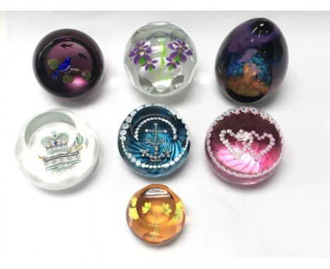 A collection of Mostly limited edition Caithness paperweights to include. Vivat Regina 185/250, Royal Wedding Anchor 185/500,