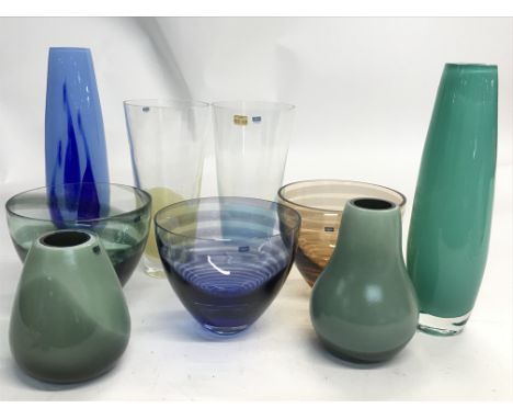 A collection of Caithness glass vases and bowls, hand crafted in Scotland - NO RESERVE