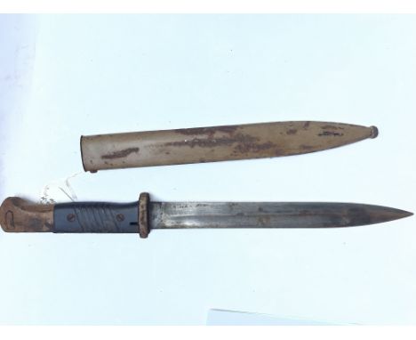 A WW2 German Africa Corps K-98 Bayonet With The D.A.K. Logo. Etched into the Pommel.