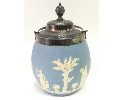 A Wedgewood jasperware tea caddy.