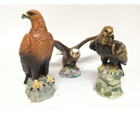 Two Beswick ceramic Eagle decanters (empty ) and a Beswick Bald Eagle 1018. Hight 27cm and less (3) no obvious damage.