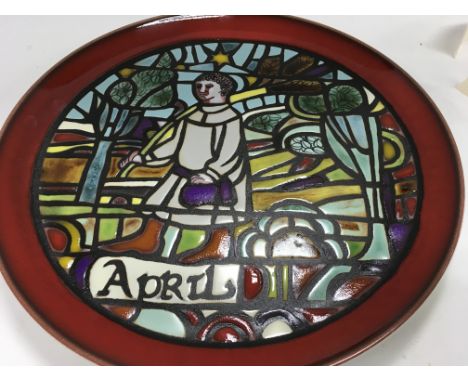 A Poole pottery wall plate limited edition 341 / 1000 Medieval calendar series. Designed by Tony Morris. 32 cm .