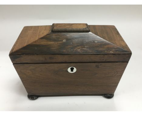 A rosewood tea caddy, approx width 20cm.