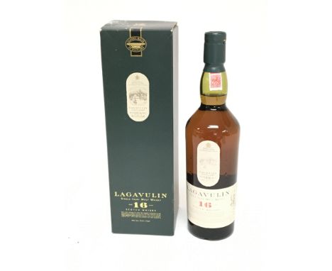Bottle of Lagavulin 16year old Single Malt scotch Whisky 70cl boxed.
