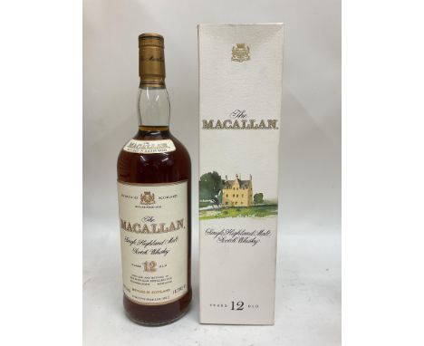 A rare Macallan 12 Year Old Sherry Wood Scotch Whisky, 1L. With original box.