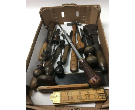 A quantity of vintage wood working tools.